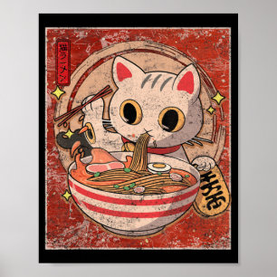 Poster Ramen Cat Kawaii Anime Comida Japonesa Oferece Rap