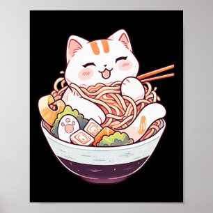 Poster Ramen Cat Kawaii Neko Cute Animes Camisa Para Home