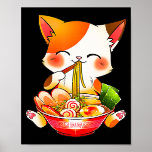 Poster Ramen Cat Neko Anime Kawaii Comida japonesa Gift G