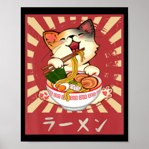 Poster Ramen Cat Neko Anime Kawaii Japonês Merch Gifts G