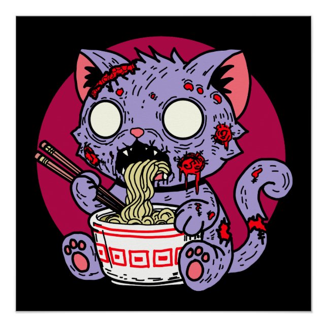Póster Ramen Cat Zombie (Frente)