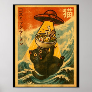 Poster Ramen de Gato Engraçado Anime Japonês Ufo Homens M