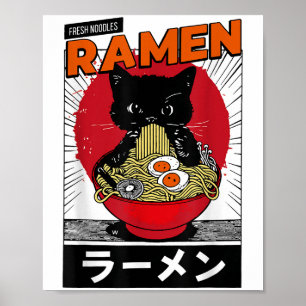 Poster Ramen Noodles Cat Y2k Retro Anime Cat _1