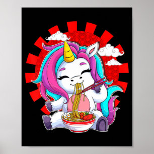 Poster Ramen Unicorn Kawaii Anime Comida Japonesa Gift Gi
