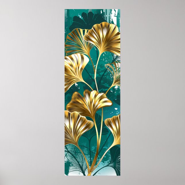 Poster Ramificação com Ouro deixa Ginko Biloba (Frente)