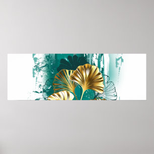 Poster Ramificação com Ouro deixa Ginko Biloba