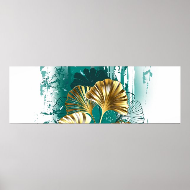 Poster Ramificação com Ouro deixa Ginko Biloba (Frente)