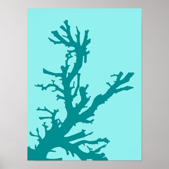 Poster Ramificação de Coral, Turquesa e Aqua Leve (Frente)