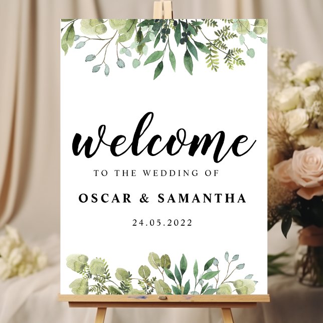 Poster Ramificação de Folhas Verdes Modernas em Aquarela (Criador carregado)