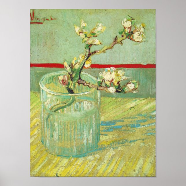 Póster Ramificações do Flor de Amêndoa em Vidro Van Gogh  (Frente)