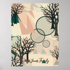 Poster Ramificações e Formas Retrominimalistas Personaliz