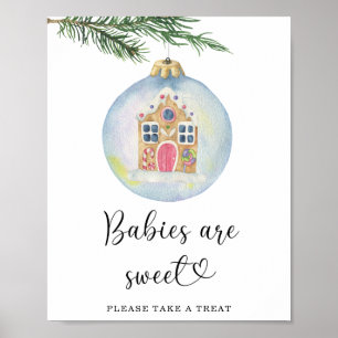 Poster Ramo de inverno - bebês são doces