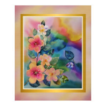 Ramo de primavera em aquarela colorida com flores