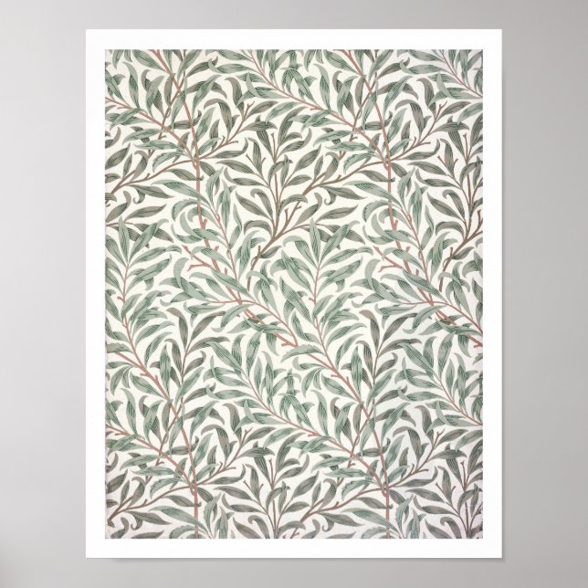Póster Ramo de Salgueiro, design de papel de parede, 1874 (Frente)
