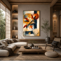 Ramo Momiji Japonês Moderno Abstrato Orgânico