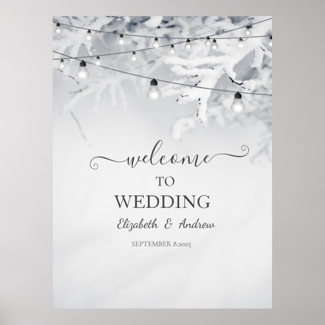 Poster Ramos de Casamento de Neve de Inverno (Frente)