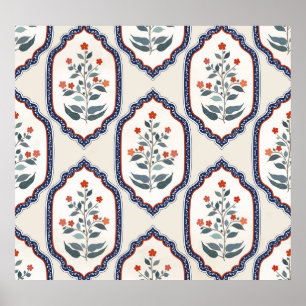 Poster Ramos de Flor Oriental: Kalamkari indiano.