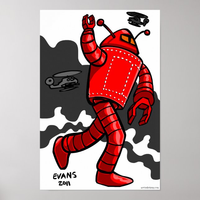 Poster Rampaging Red Robot (Frente)