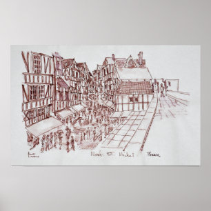 Poster Ramparts, Mont Santo-Michel  Normandia, França