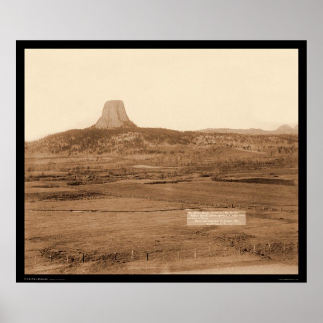 Poster Ranch e Distant View Devil's Tower WY 1890 (Frente)