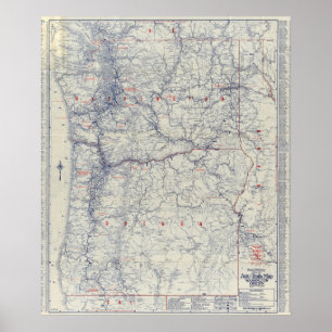 Póster Rand McNally Official 1925 Auto Trails Map