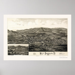 Póster Randolph ocidental, mapa panorâmico do VT - 1886
