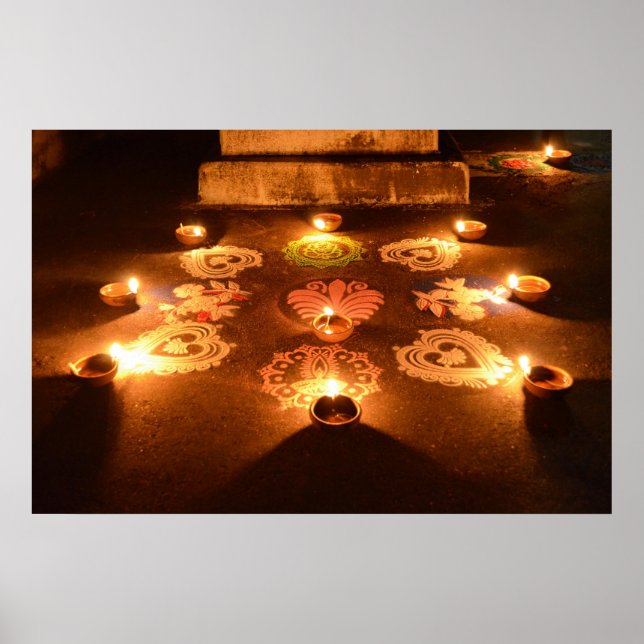 Póster Rangoli com velas em Diwali (Frente)