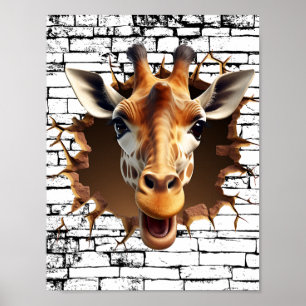 Poster Rapariga 3D Wall Break Art - Safari Realista