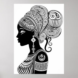 Poster Rapariga africana Retrato Tribal Tatuagem
