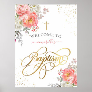 Poster Rapariga Baptism Bem-Vindo Floral