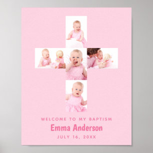 Poster Rapariga Baptism Cross Fotografia Collage Pink Ch