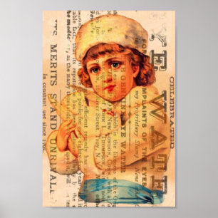 Póster Rapariga com anúncio de pomba Arte digital