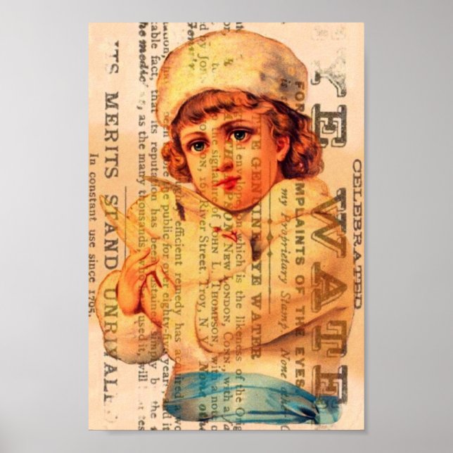 Póster Rapariga com anúncio de pomba Arte digital (Frente)