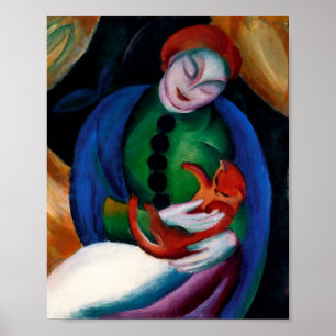 Poster Rapariga com pintura de Cat por Franz Marc
