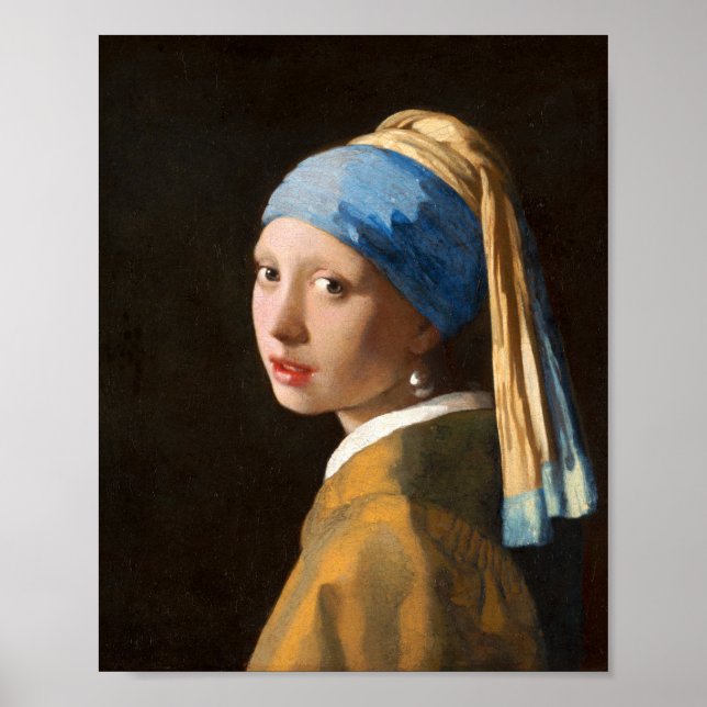 Poster Rapariga com pintura de retrato de pérolas (Frente)