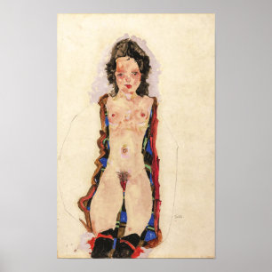 Poster Rapariga com Red Garters   Egon Schiele  