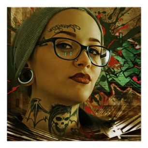 Póster Rapariga Com Tats