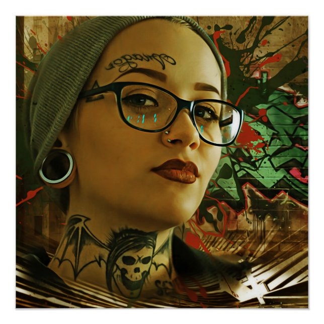 Póster Rapariga Com Tats (Frente)
