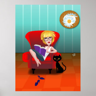 Póster Rapariga com um livro