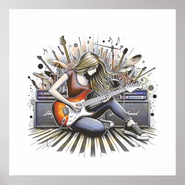 Poster Rapariga com vibrações musicais (Frente)