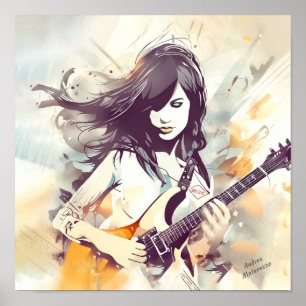 Poster Rapariga com vibrações musicais