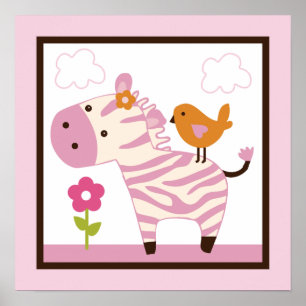 Póster Rapariga da Selva/Poster Zebra/Arte de Parede Impr