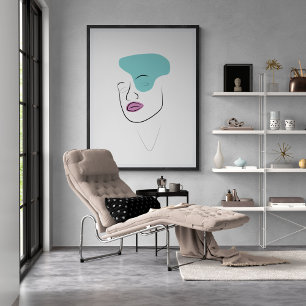 Poster Rapariga de arte com abstrato minimalista