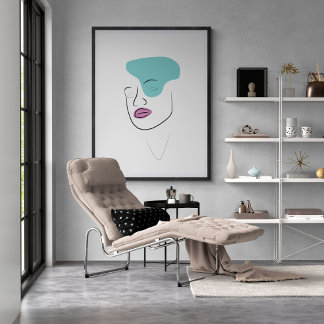 Poster Rapariga de arte com abstrato minimalista