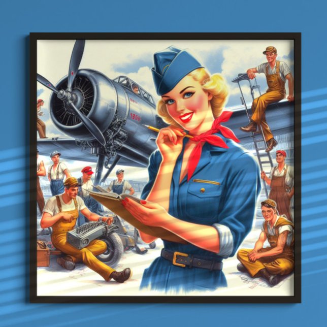 Poster Rapariga de Avião Antigo (Criador carregado)