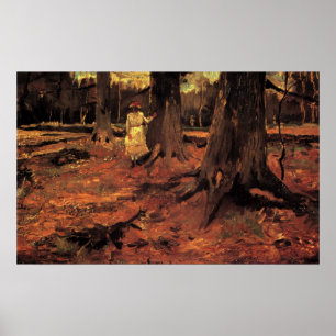 Póster Rapariga de Branco na Floresta por Vincent van Gog