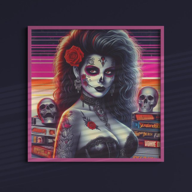 Poster Rapariga de Gótico Retrowave dos anos 80 (Criador carregado)