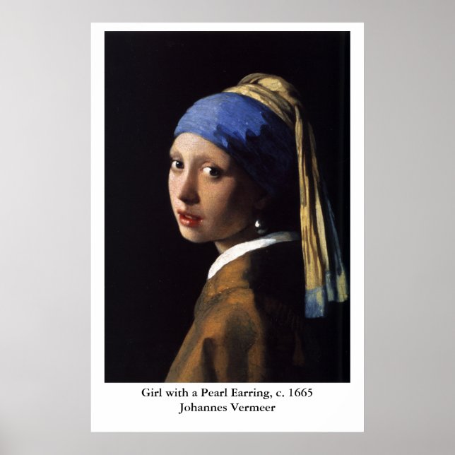 Póster Rapariga de Johannes Vermeer com pérolas (Frente)