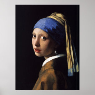 Poster Rapariga de Johannes Vermeer com um brinco de pér