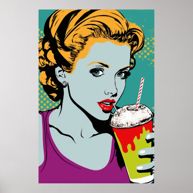 Poster Rapariga de Milkshake de Pop (Frente)